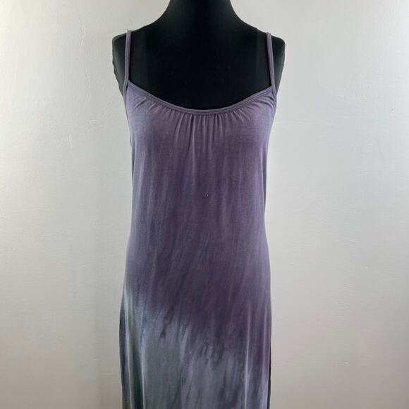 YOGI Purple Green Tie-Dye Sleeveless Scoop Neck Maxi Dress w/ Shelf Bra Size S - Picture 3 of 9